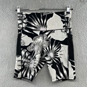 TKO Biker Shorts Black & White Floral Print Size Large